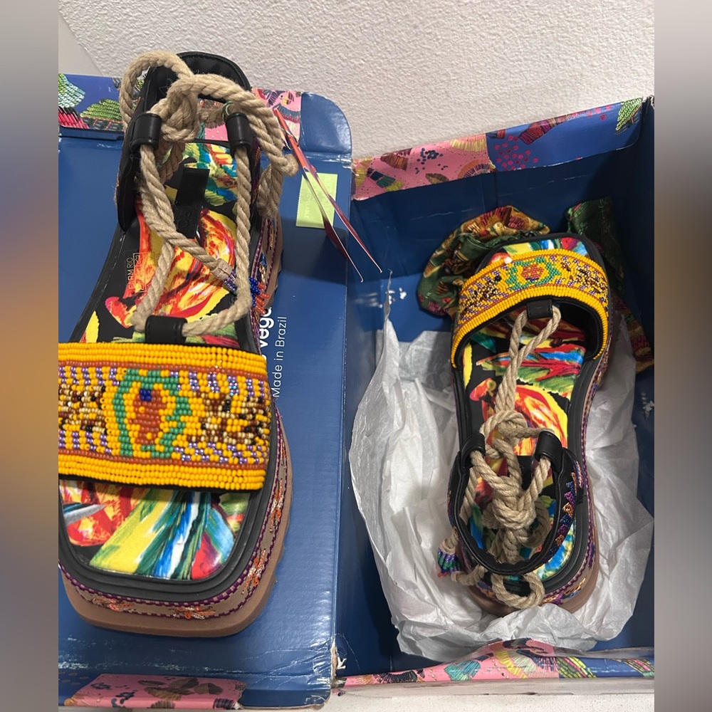 FARM Rio Multicolor Beaded Platform Sandals - Picture 3 of 5